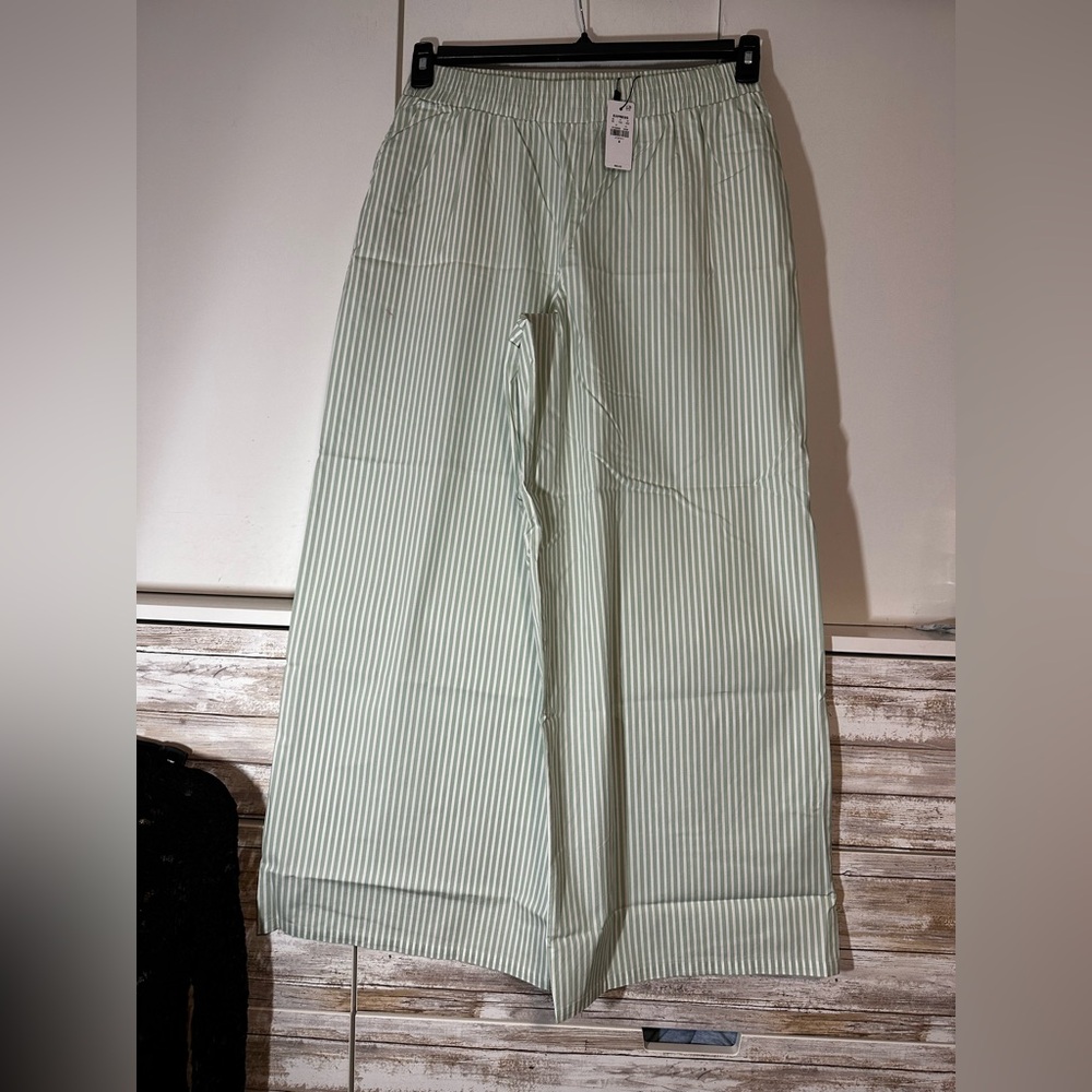 NWT. Express green and white wide leg pants in size medium.